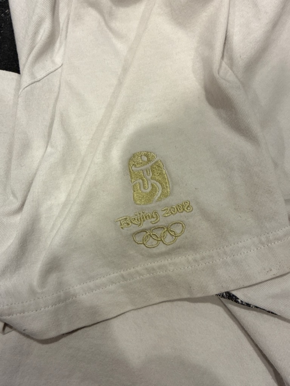 adidas White Tee with Black Architectural Print Beijing 2008 World Cup - Picture 5 of 8